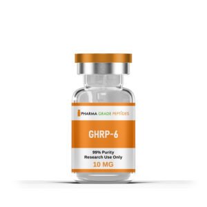 GHRP-6 peptide, a growth hormone-releasing peptide used in scientific research and fitness applications.